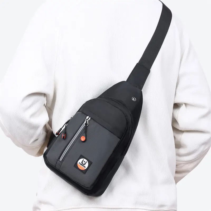 Men's Black Multi-layer Shoulder Bag with Crossbody Strap - Image 8