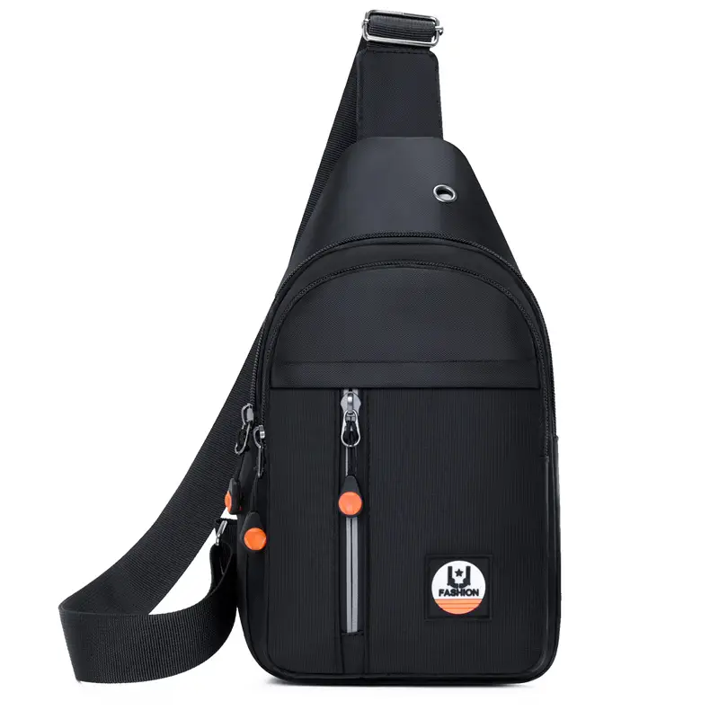 Men's Black Multi-layer Shoulder Bag with Crossbody Strap - Image 9