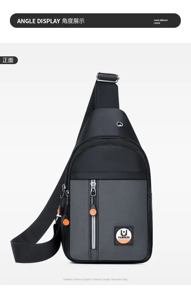 Men's Black Multi-layer Shoulder Bag with Crossbody Strap — feature 10