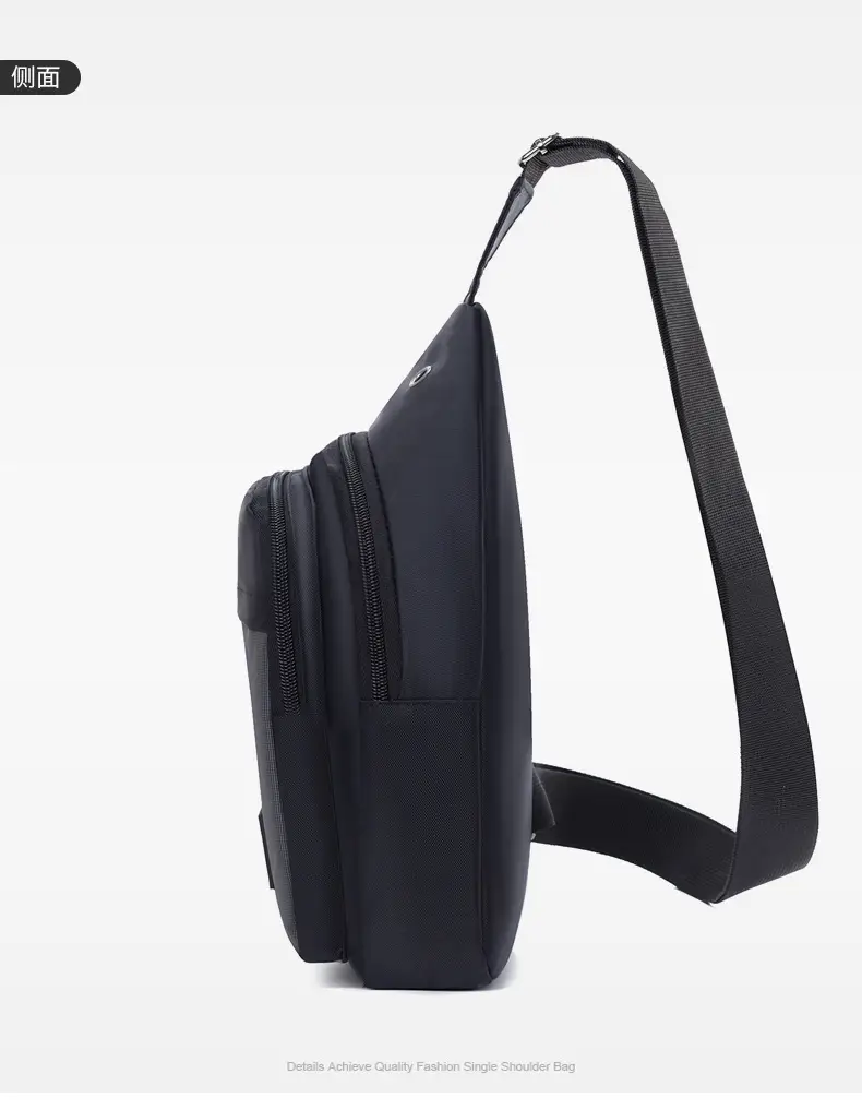 Men's Black Multi-layer Shoulder Bag with Crossbody Strap — feature 12