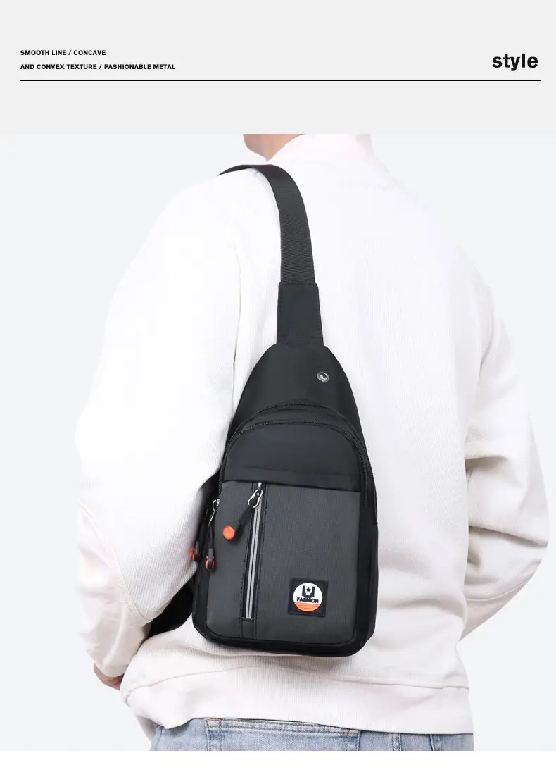 Men's Black Multi-layer Shoulder Bag with Crossbody Strap — feature 20