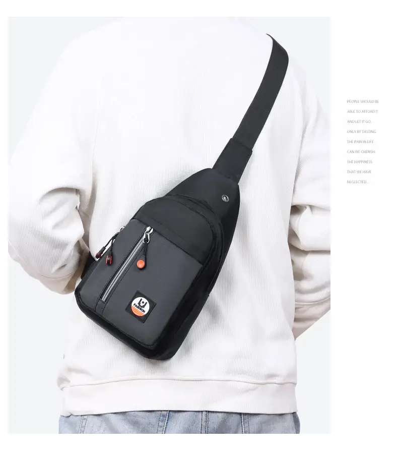 Men's Black Multi-layer Shoulder Bag with Crossbody Strap — feature 21