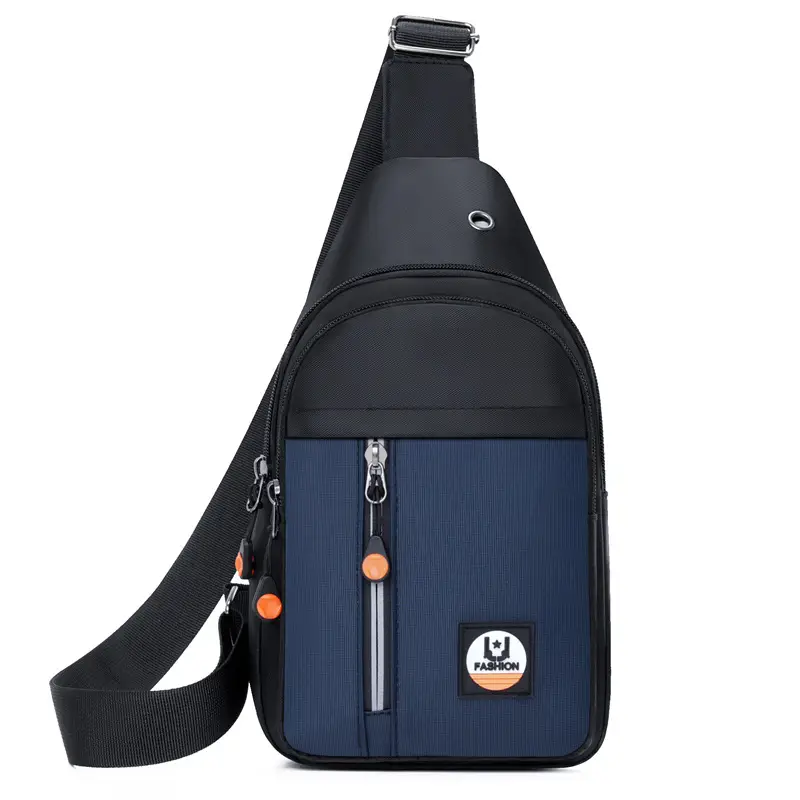 Men's Black Multi-layer Shoulder Bag with Crossbody Strap - Image 4