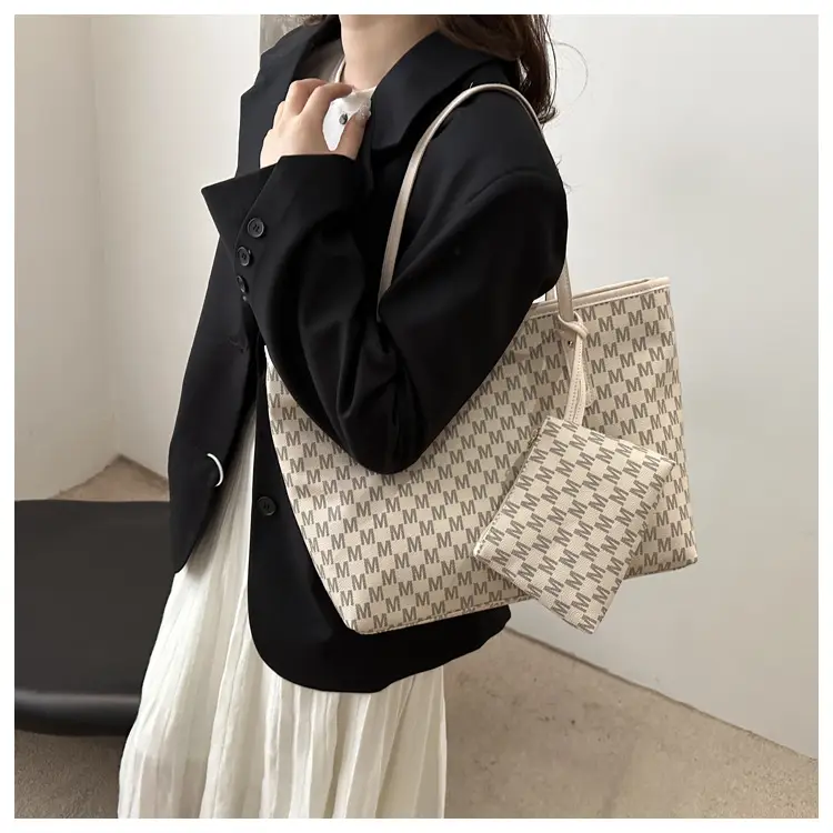 Women's 2-Piece Brown Checkered Tote & Wallet Set — feature 11