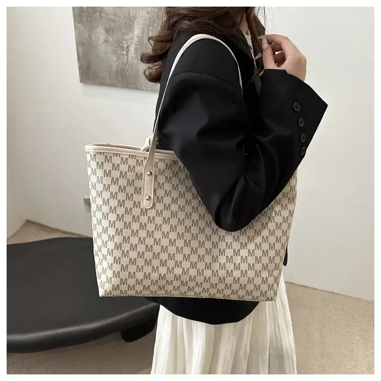 Women's 2-Piece Brown Checkered Tote & Wallet Set — feature 12