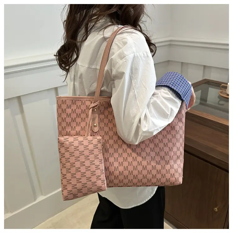 Women's 2-Piece Brown Checkered Tote & Wallet Set — feature 15