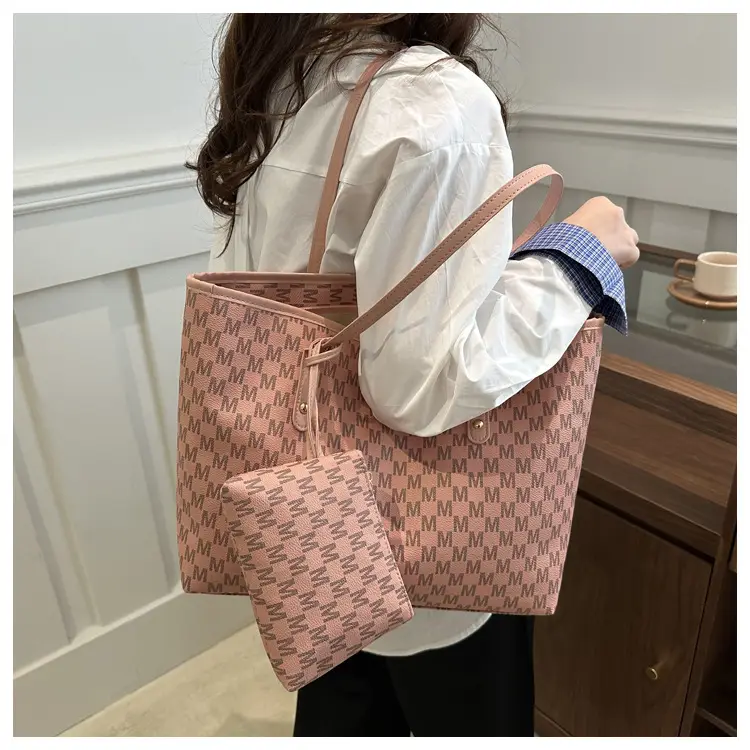 Women's 2-Piece Brown Checkered Tote & Wallet Set — feature 16