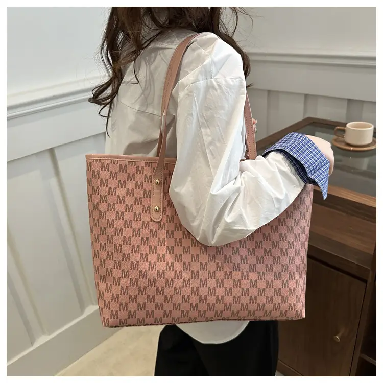 Women's 2-Piece Brown Checkered Tote & Wallet Set — feature 17