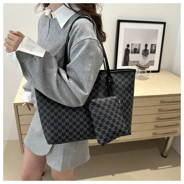 Women's 2-Piece Brown Checkered Tote & Wallet Set — feature 26