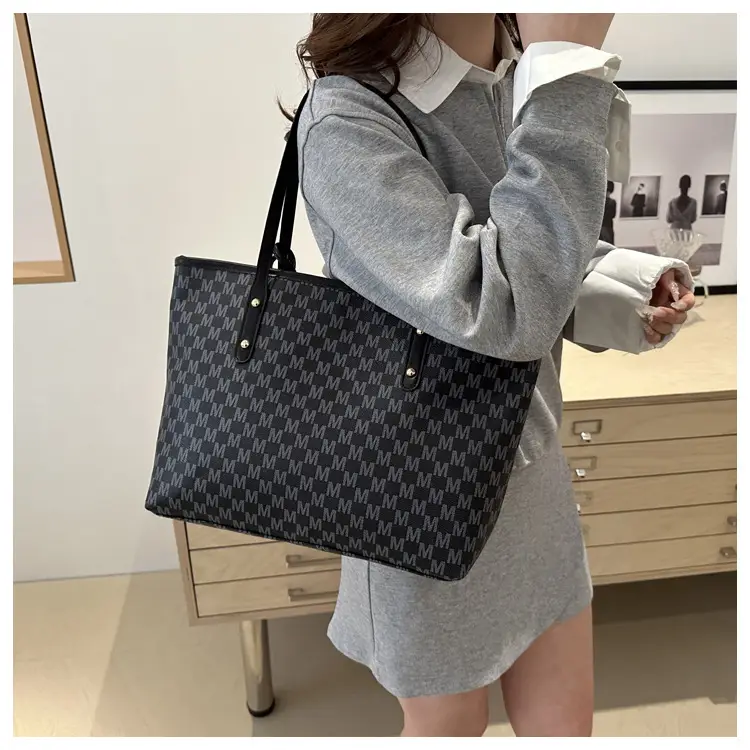 Women's 2-Piece Brown Checkered Tote & Wallet Set — feature 30