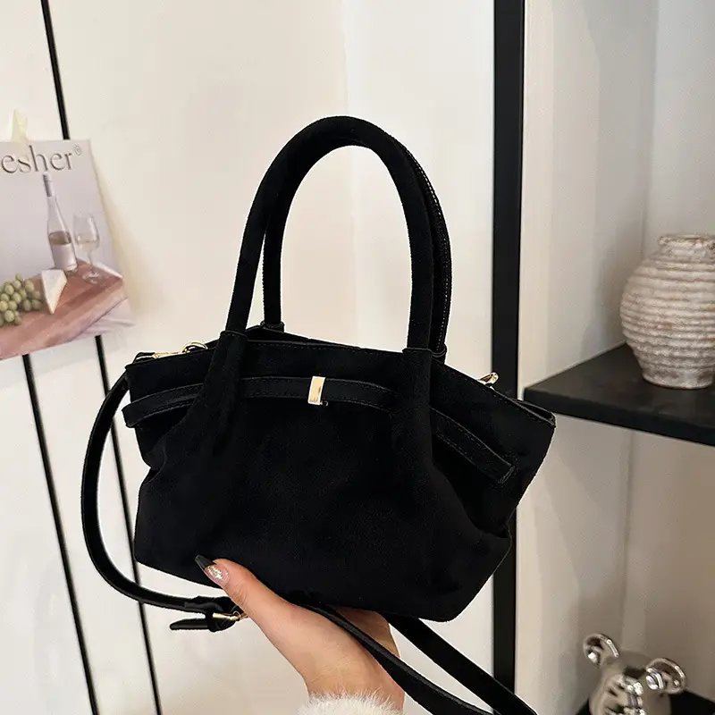 Women's Brown Suede Shoulder Bag Large Capacity Casual Handbag - Image 8