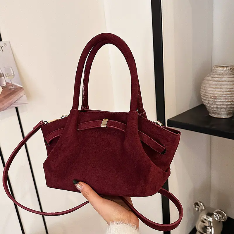 Women's Brown Suede Shoulder Bag Large Capacity Casual Handbag - Image 9