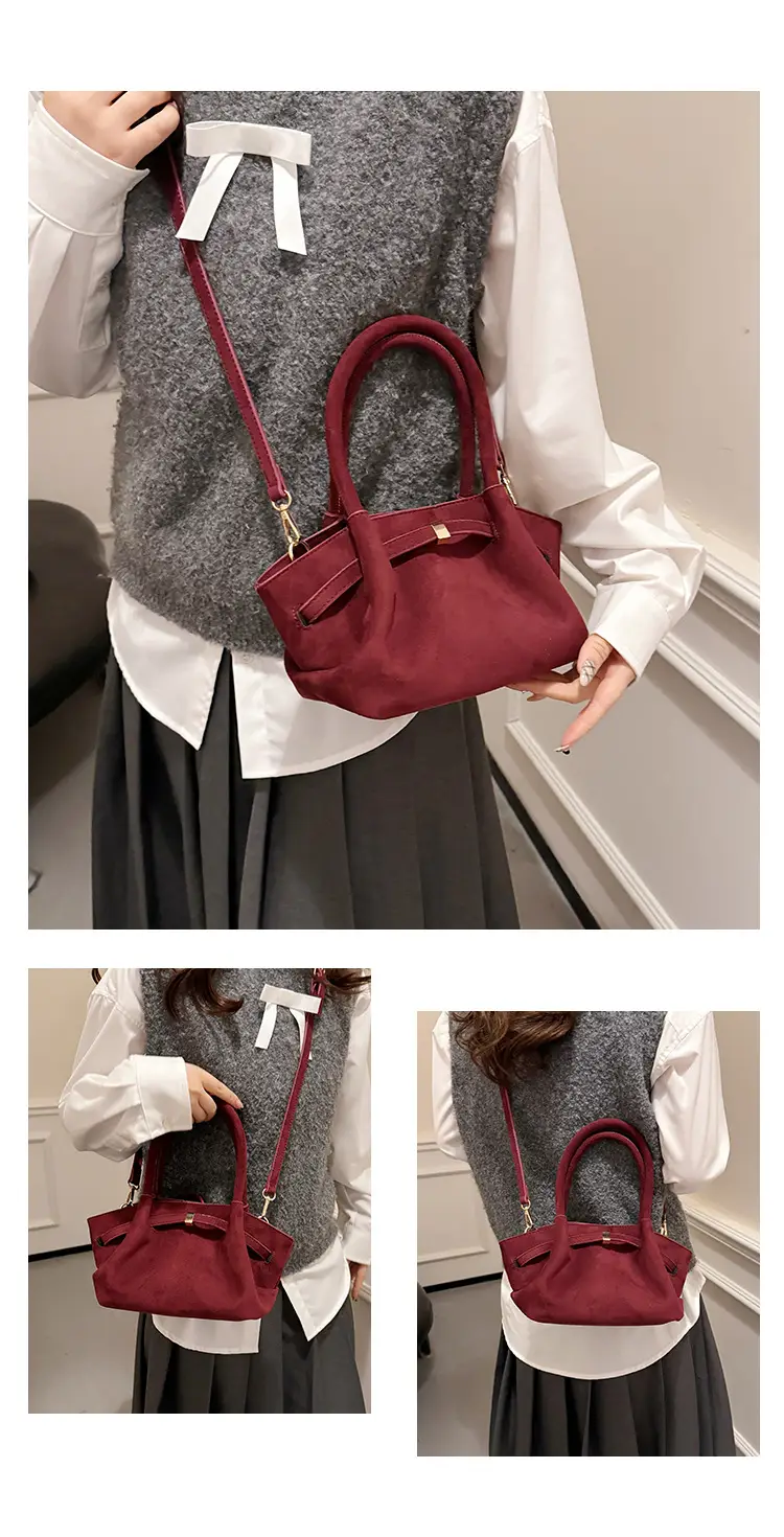 Women's Brown Suede Shoulder Bag Large Capacity Casual Handbag — feature 16