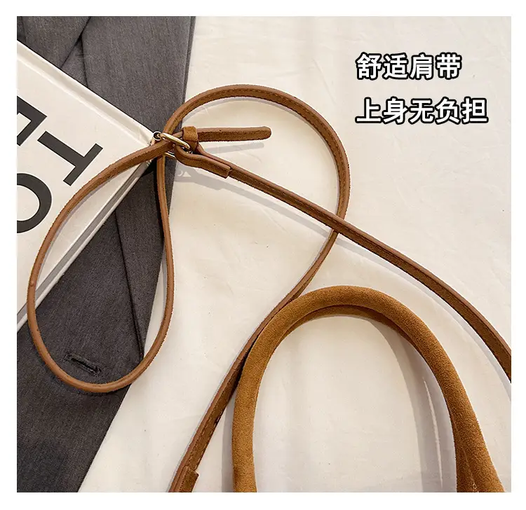 Women's Brown Suede Shoulder Bag Large Capacity Casual Handbag — feature 6