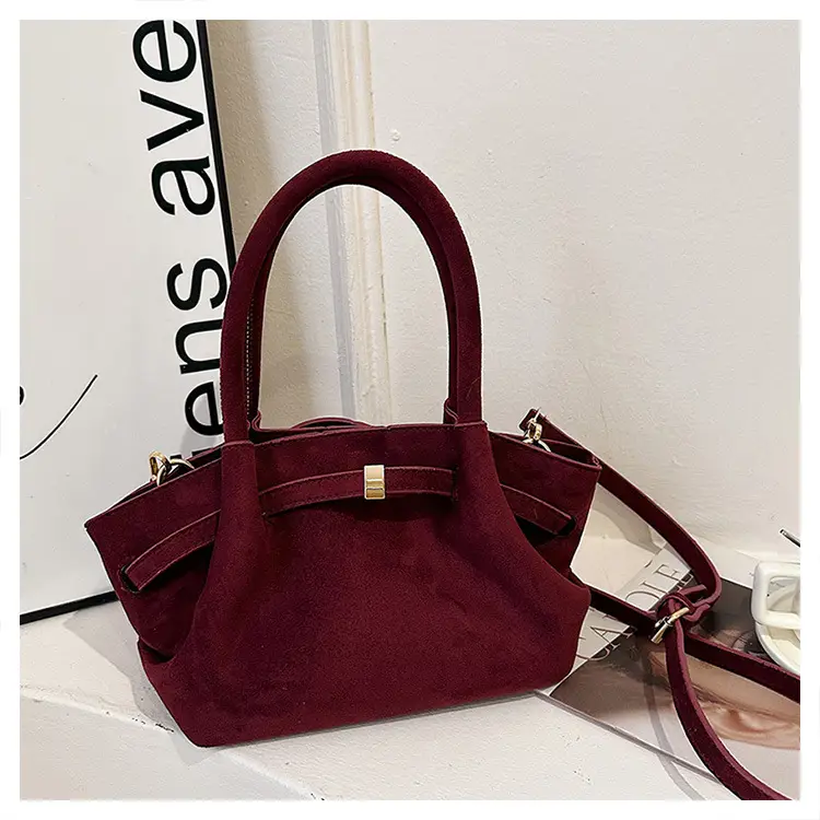 Women's Brown Suede Shoulder Bag Large Capacity Casual Handbag - Image 4