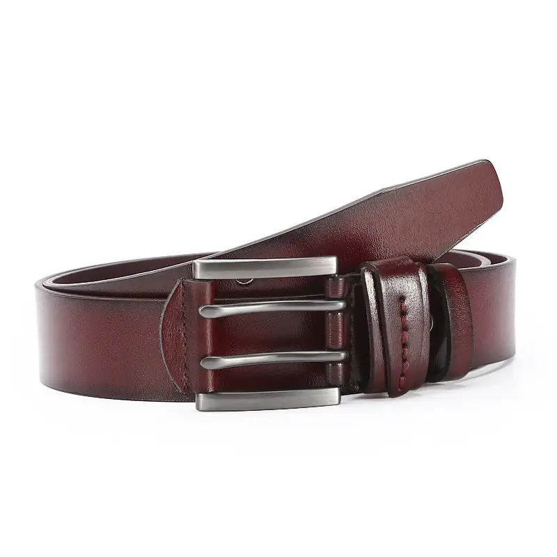 Men's Cross-Country Leather Belt Brown Buckle - Image 4