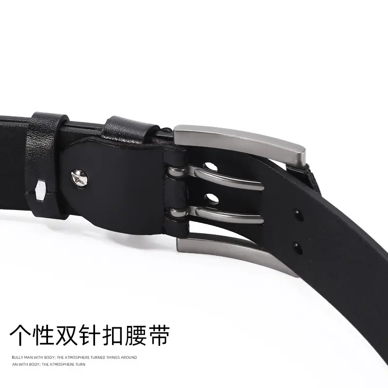 Men's Cross-Country Leather Belt Brown Buckle - Image 5