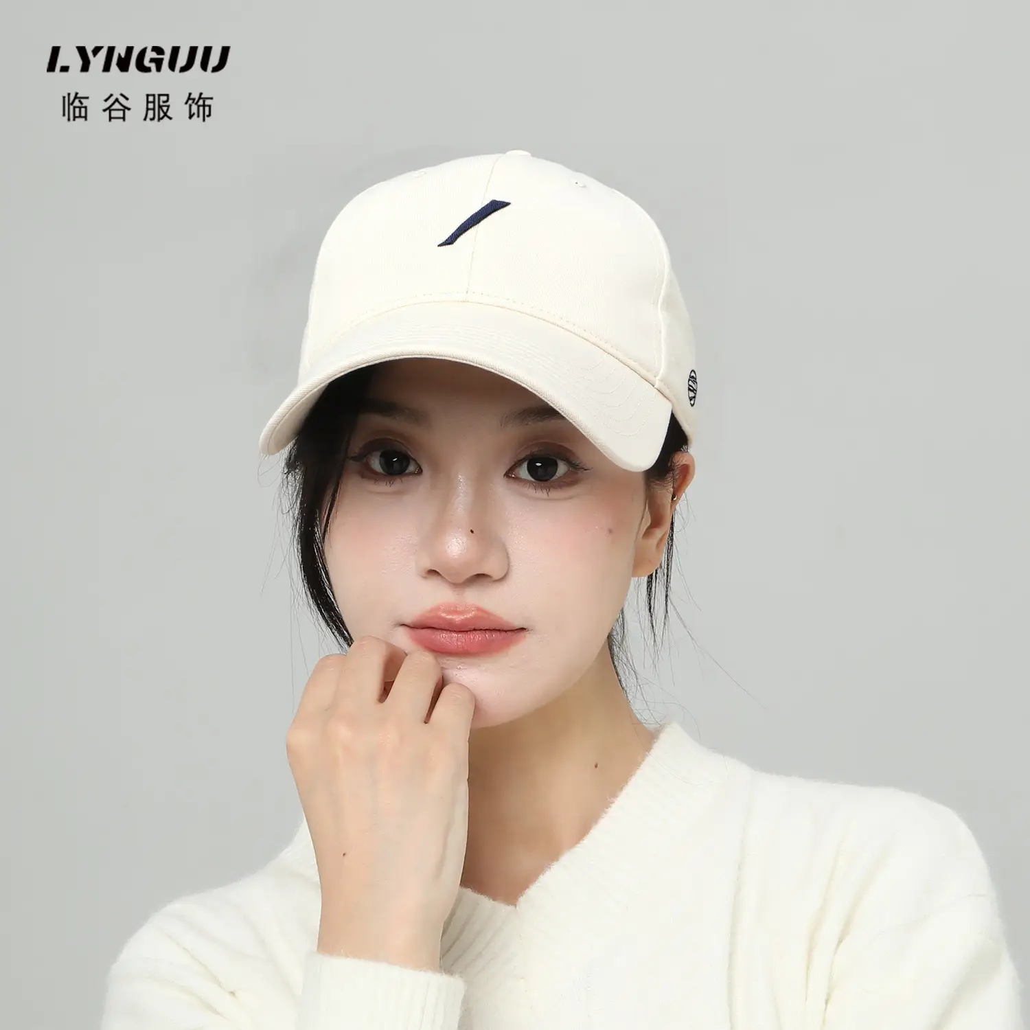 Women's White Embroidered Baseball Cap Spring New - Image 7
