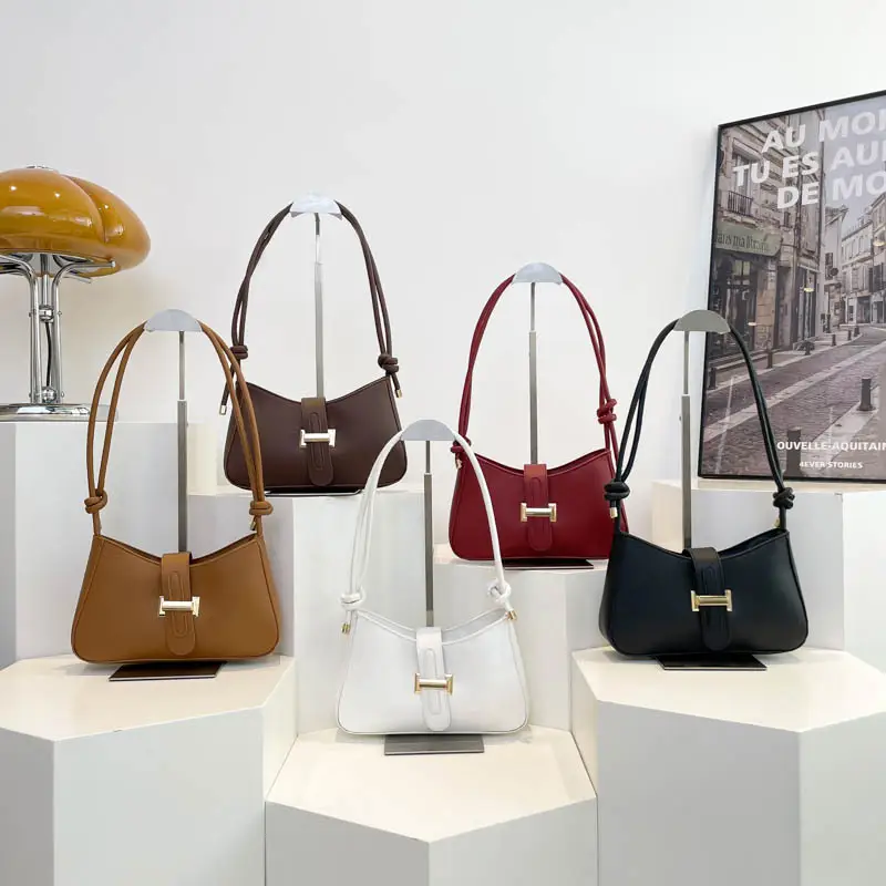 Women Retro Drawstring Bag Brown Single Shoulder Crossbody