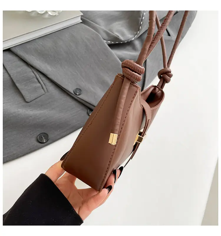 Women Retro Drawstring Bag Brown Single Shoulder Crossbody — feature 29