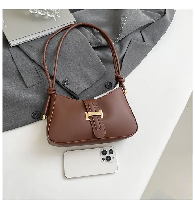 Women Retro Drawstring Bag Brown Single Shoulder Crossbody — feature 32