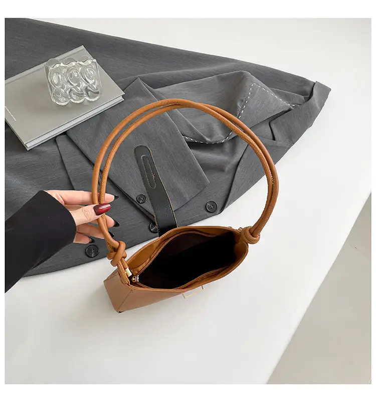 Women Retro Drawstring Bag Brown Single Shoulder Crossbody — feature 33