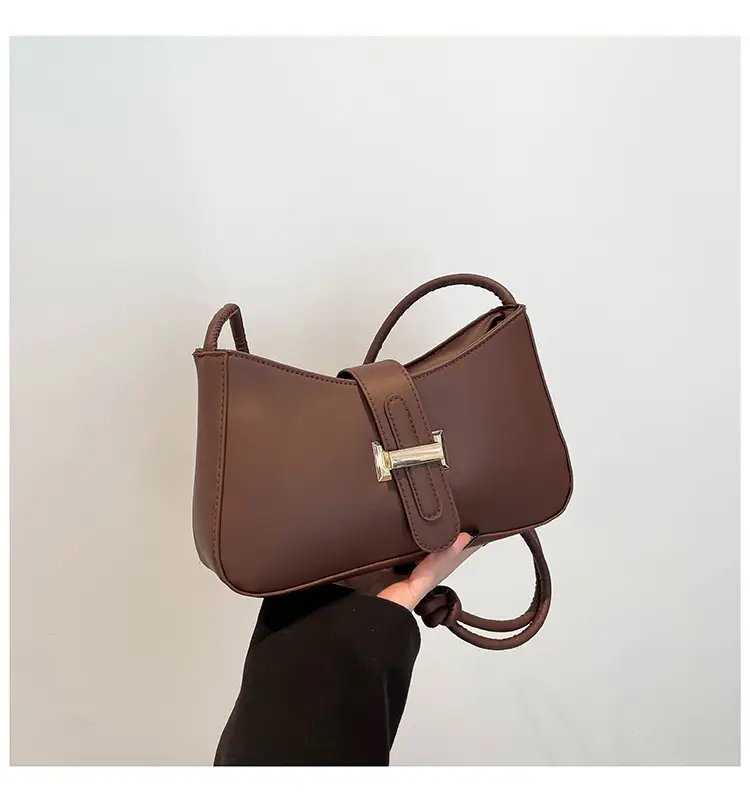 Women Retro Drawstring Bag Brown Single Shoulder Crossbody