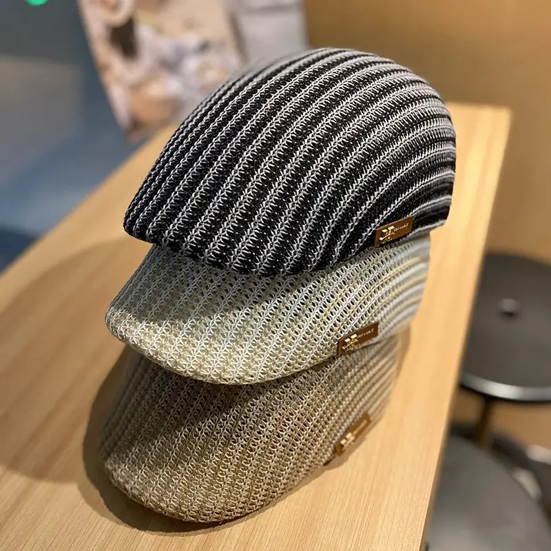 Women's Beige Straw Cap with Black Base - Image 6
