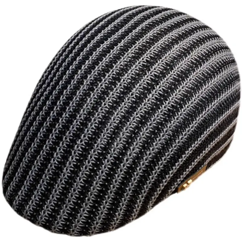 Women's Beige Straw Cap with Black Base - Image 8