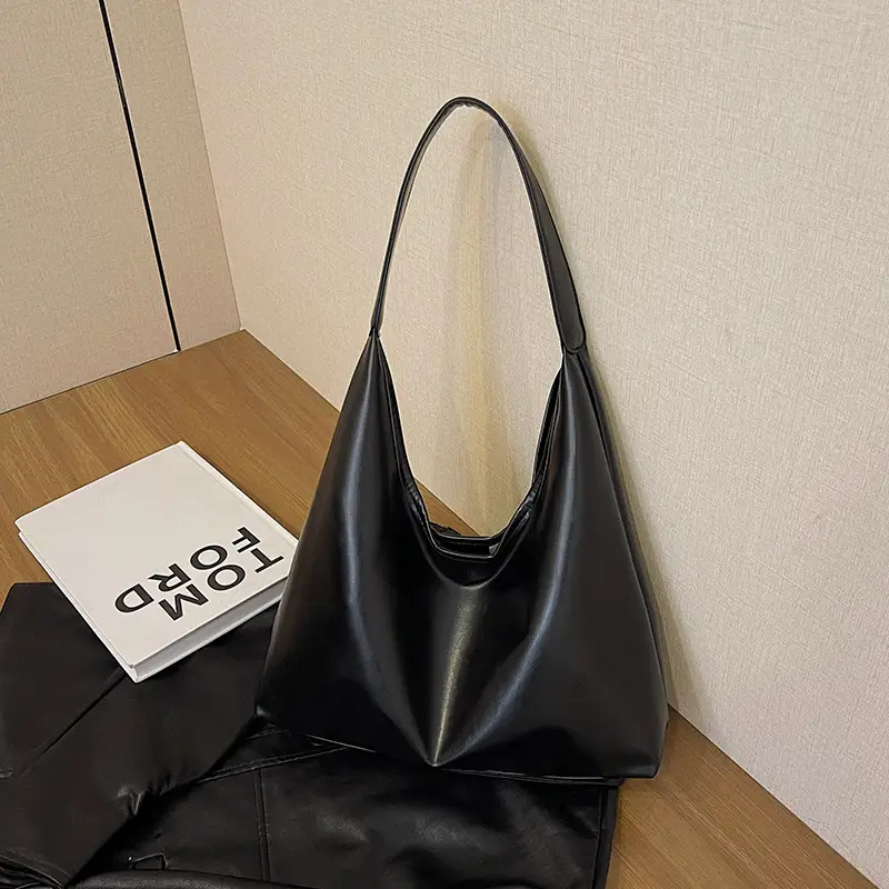 Black Korean Style Textured Shoulder Bag for Women