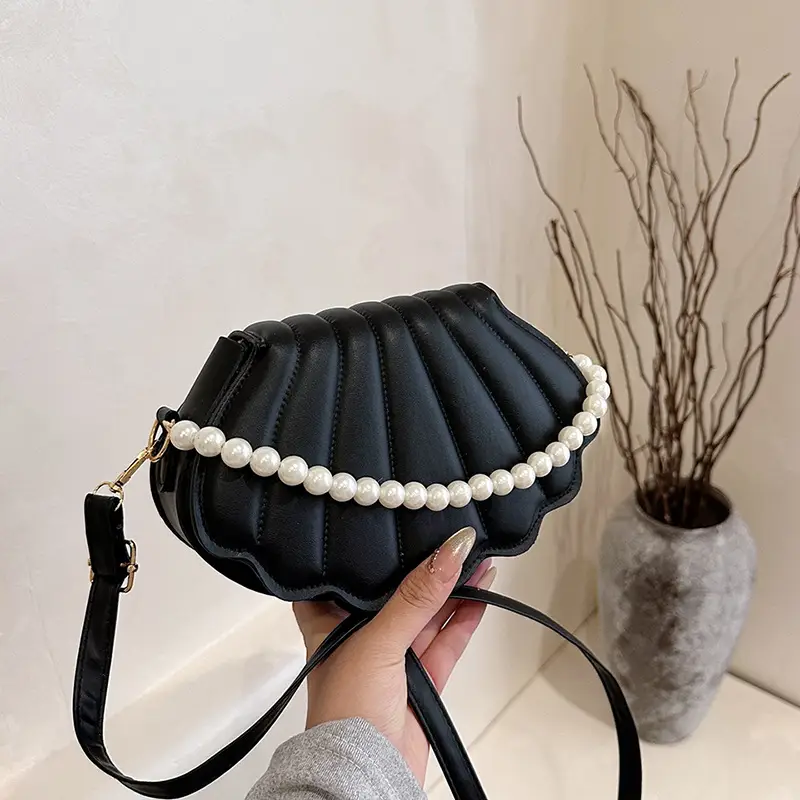 Women's Pearl Chain Shell Bag Mini Crossbody Shoulder - Image 8