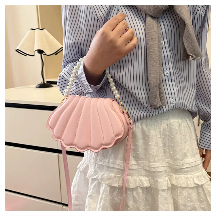 Women's Pearl Chain Shell Bag Mini Crossbody Shoulder — feature 13