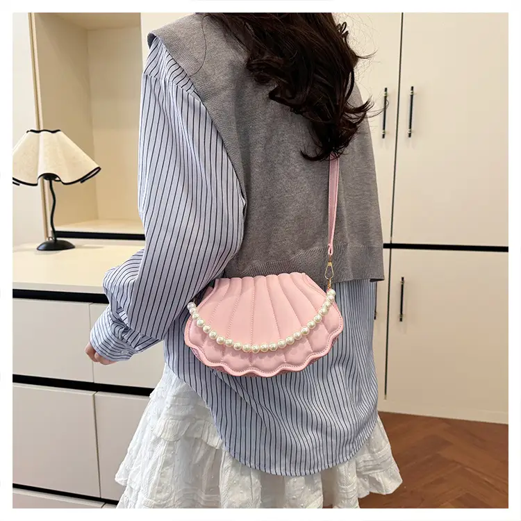 Women's Pearl Chain Shell Bag Mini Crossbody Shoulder — feature 15