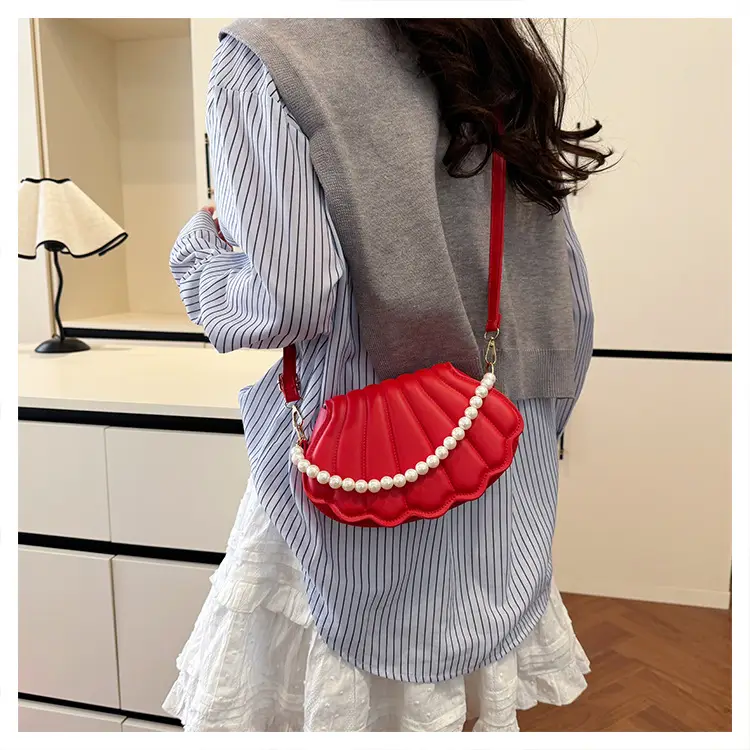Women's Pearl Chain Shell Bag Mini Crossbody Shoulder — feature 17