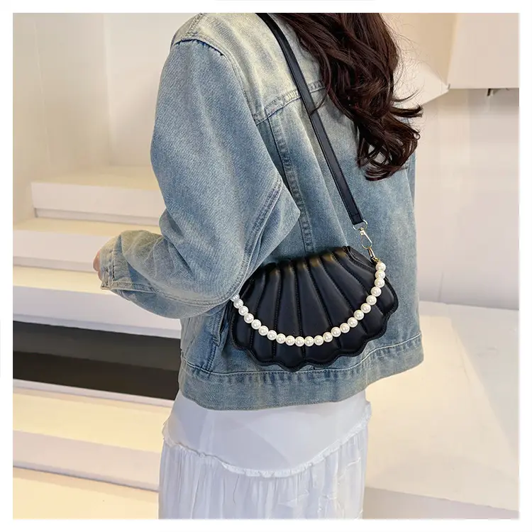 Women's Pearl Chain Shell Bag Mini Crossbody Shoulder — feature 22