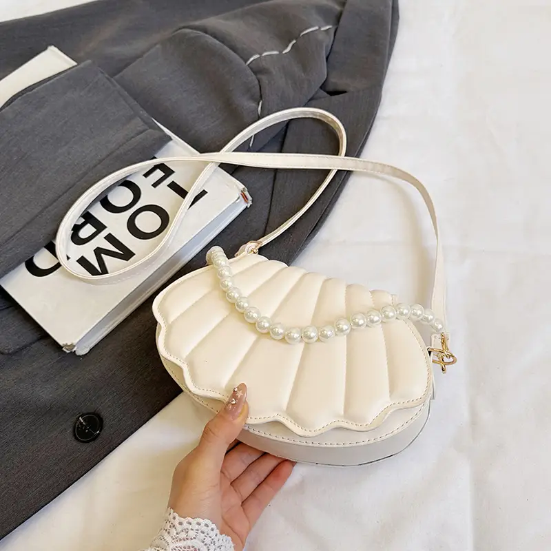 Women's Pearl Chain Shell Bag Mini Crossbody Shoulder - Image 2