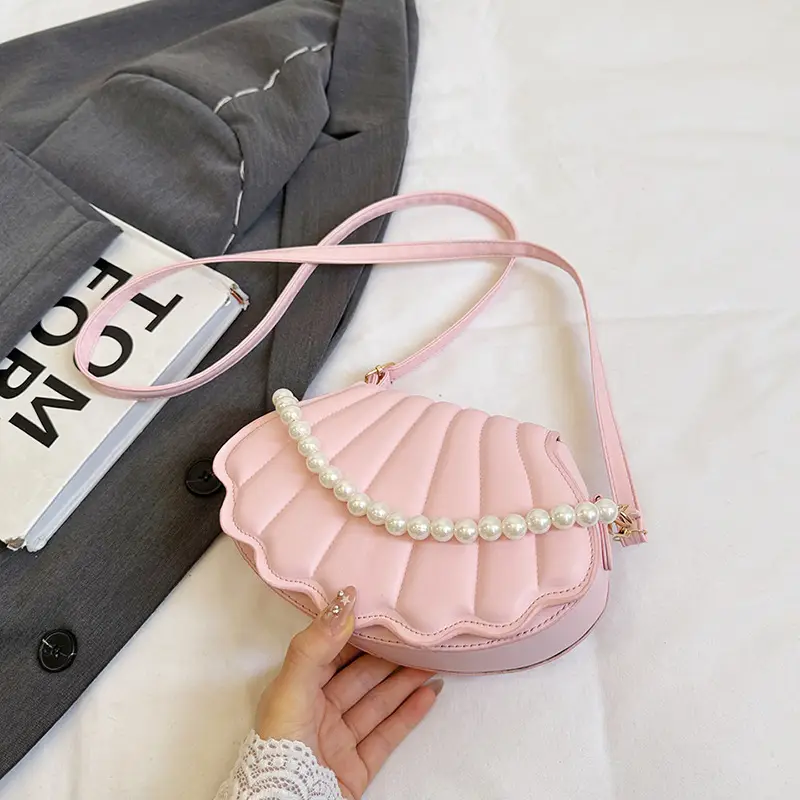 Women's Pearl Chain Shell Bag Mini Crossbody Shoulder - Image 3