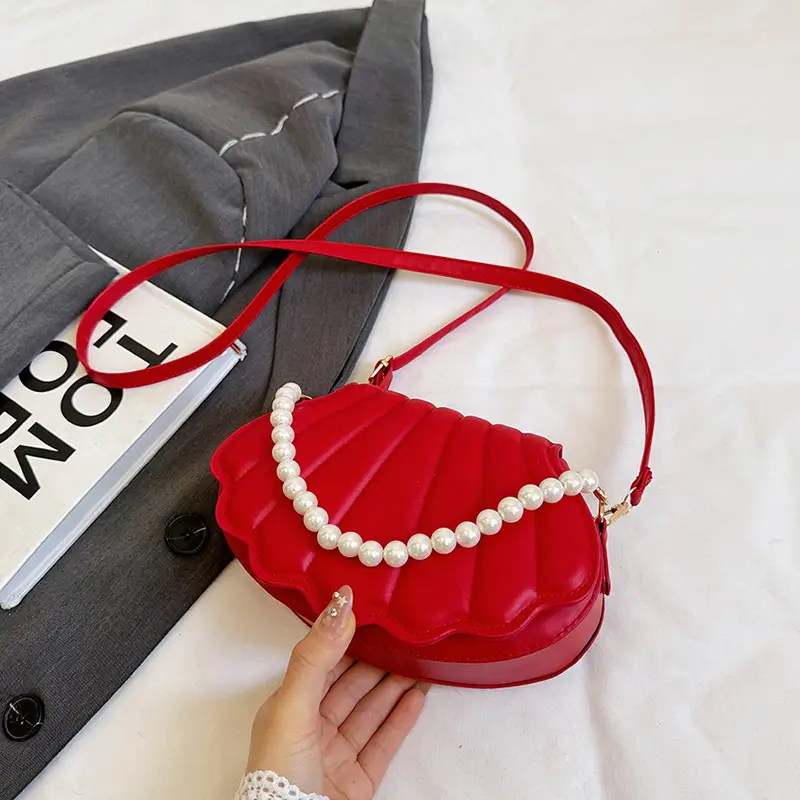 Women's Pearl Chain Shell Bag Mini Crossbody Shoulder - Image 4