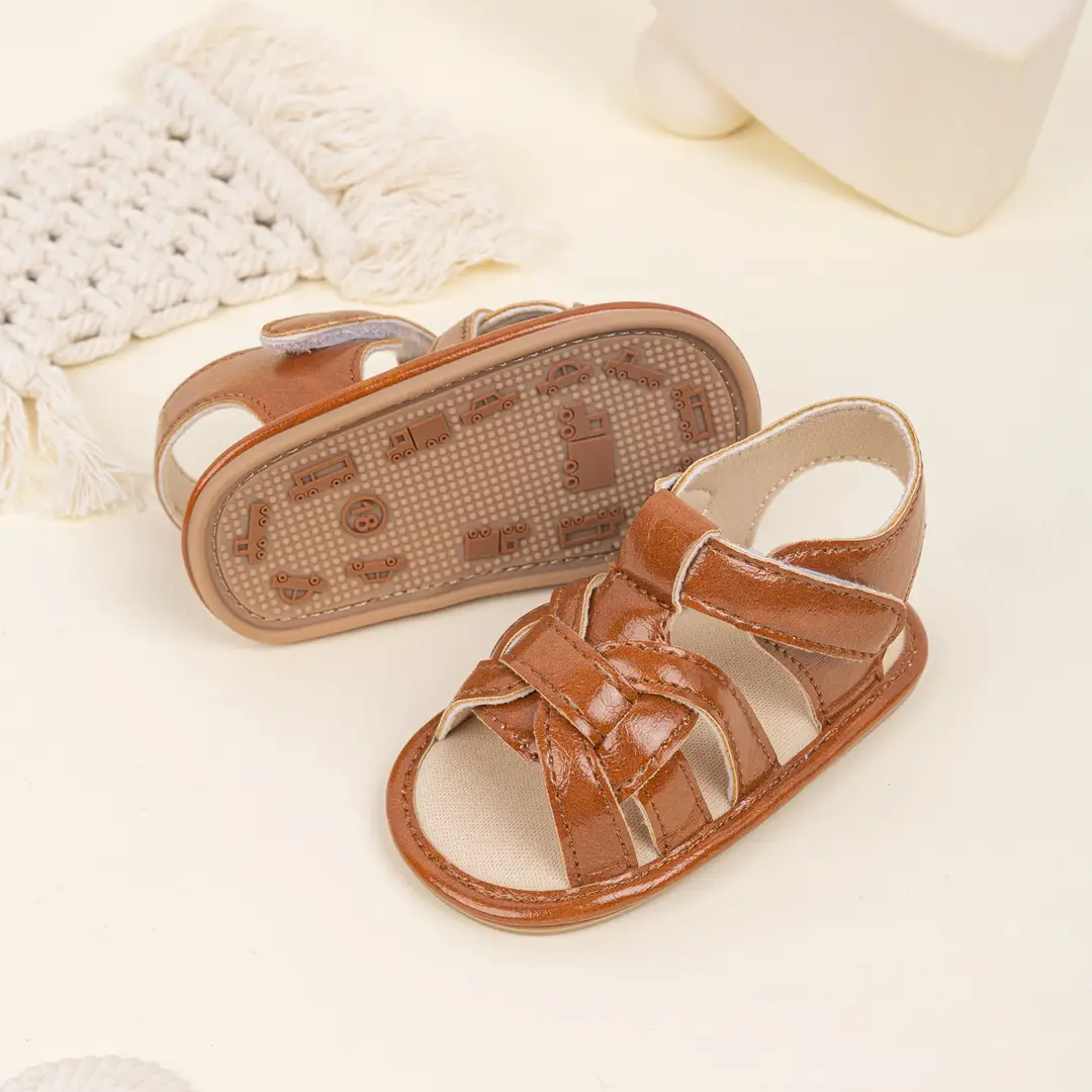 2025 summer new fashion breathable woven sandals baby solid color toddler shoes baby shoes - Image 4
