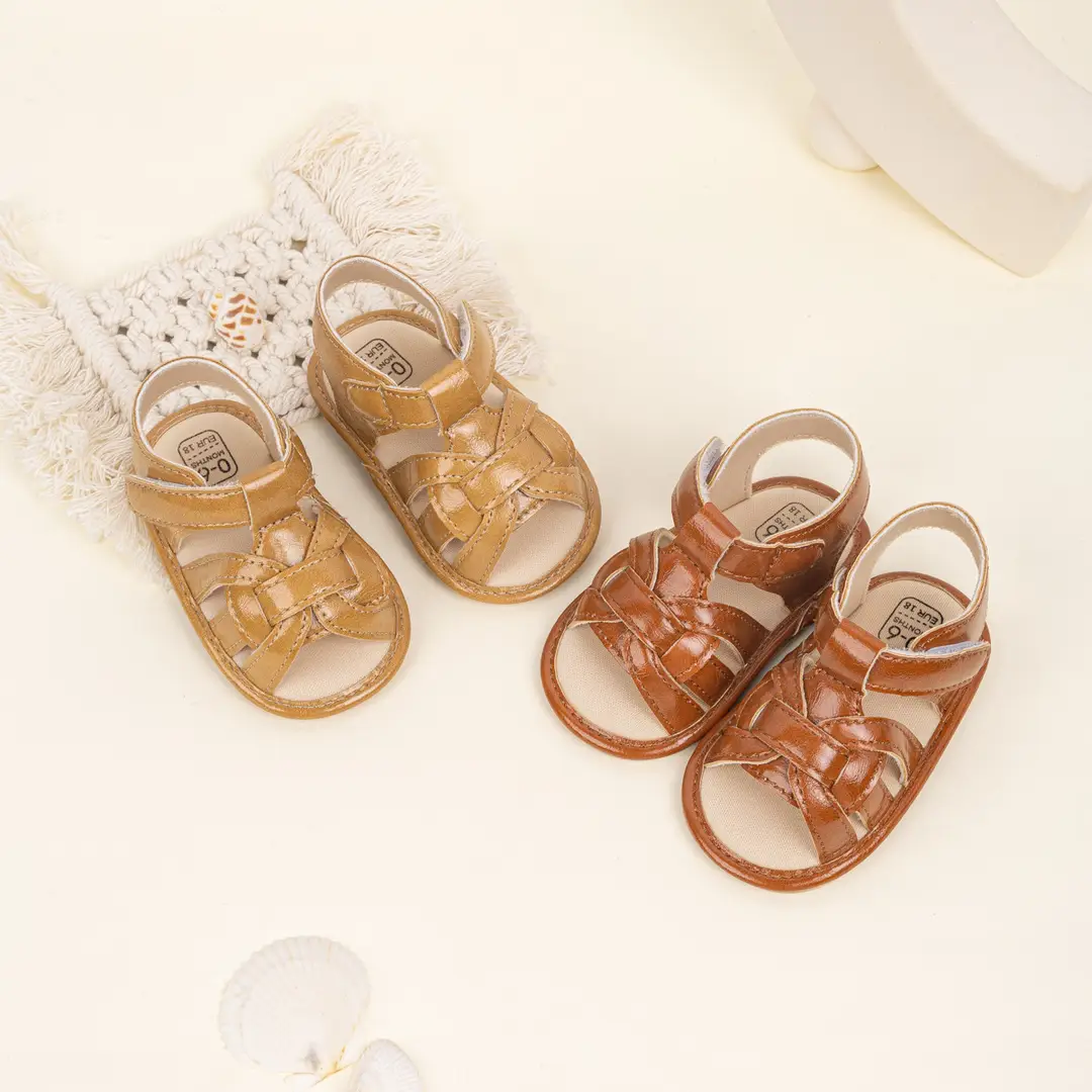 2025 summer new fashion breathable woven sandals baby solid color toddler shoes baby shoes — feature 1