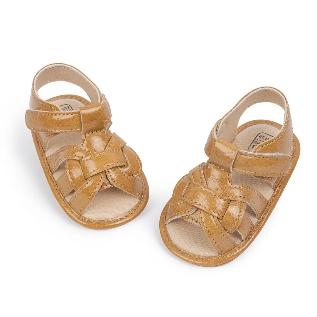 2025 summer new fashion breathable woven sandals baby solid color toddler shoes baby shoes — feature 11
