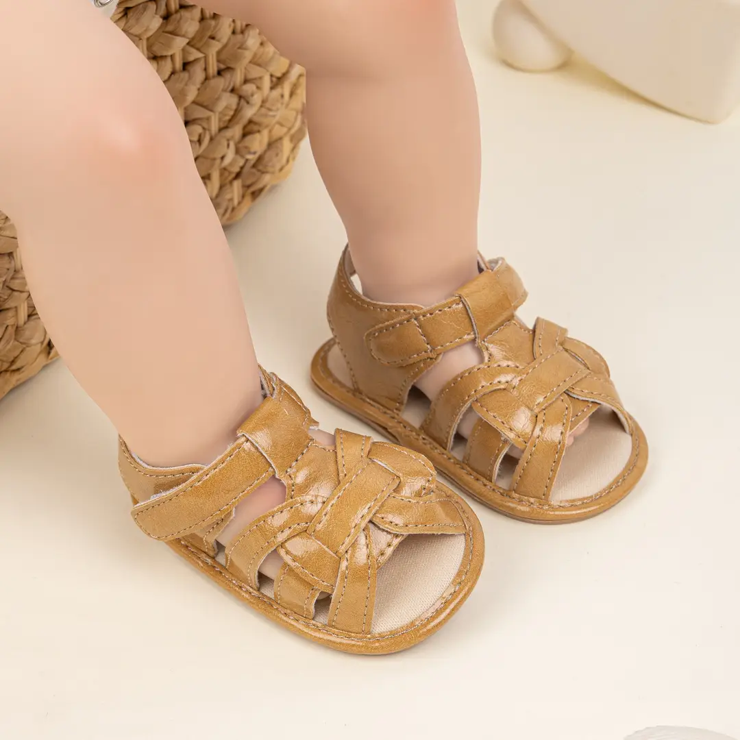 2025 summer new fashion breathable woven sandals baby solid color toddler shoes baby shoes — feature 2