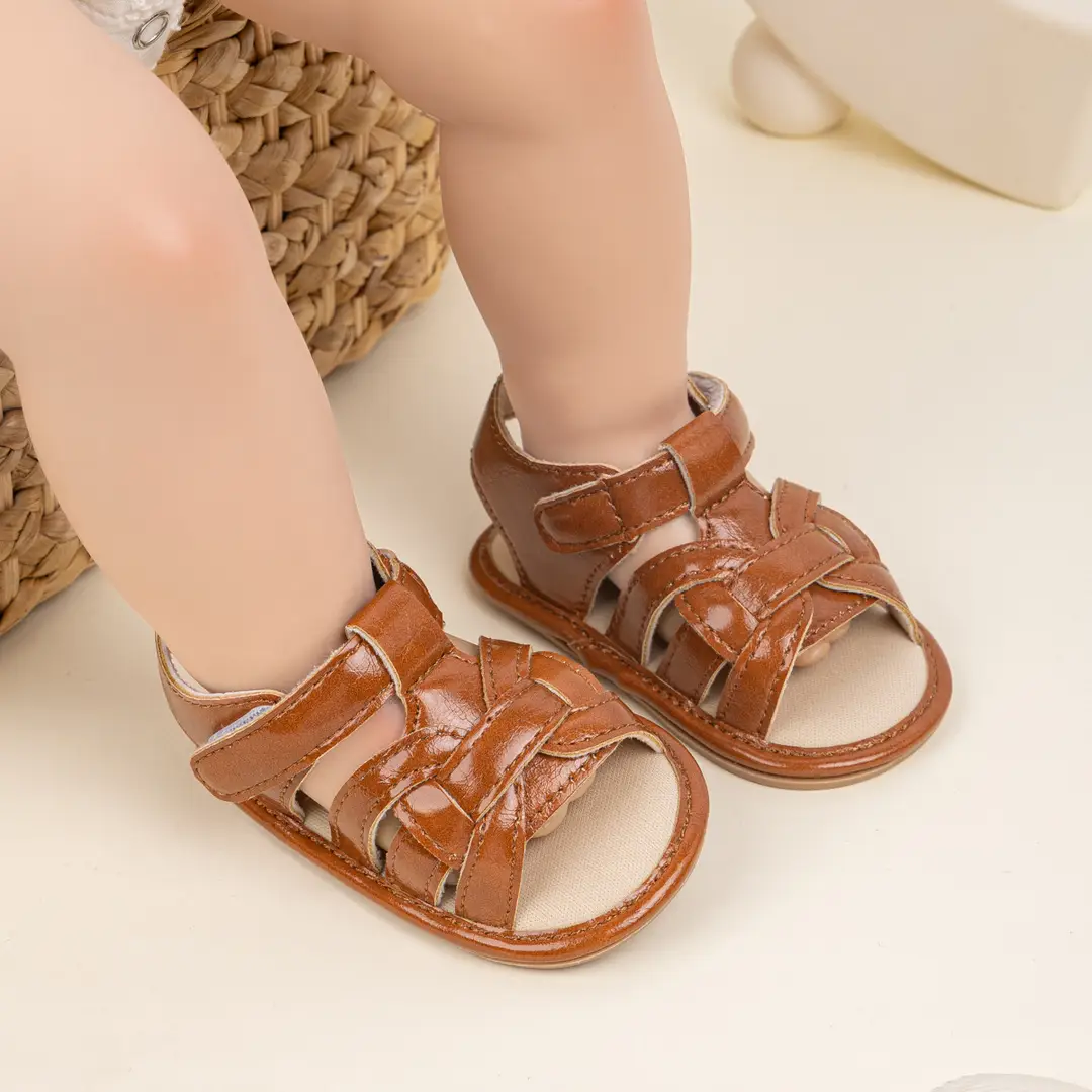 2025 summer new fashion breathable woven sandals baby solid color toddler shoes baby shoes — feature 6