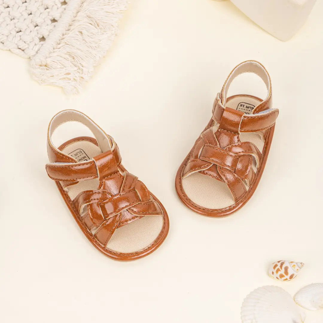 2025 summer new fashion breathable woven sandals baby solid color toddler shoes baby shoes — feature 7