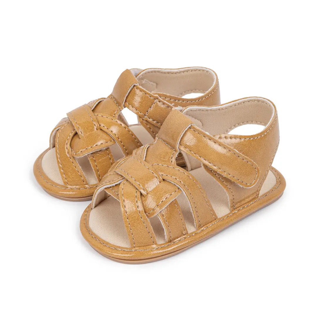 2025 summer new fashion breathable woven sandals baby solid color toddler shoes baby shoes