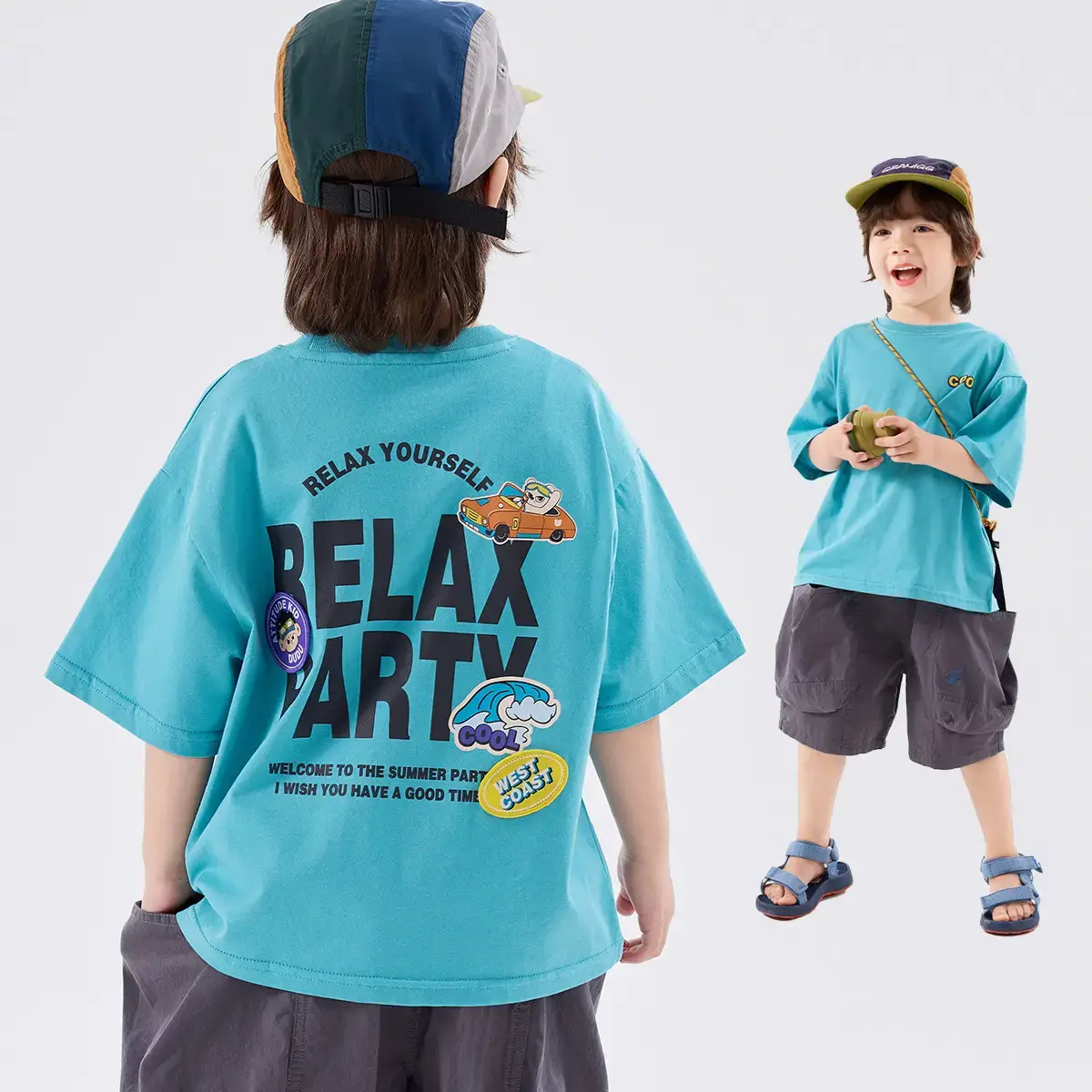 100% Cotton Baby T-Shirt Blue Summer Boys' Short Sleeve Top - Image 8