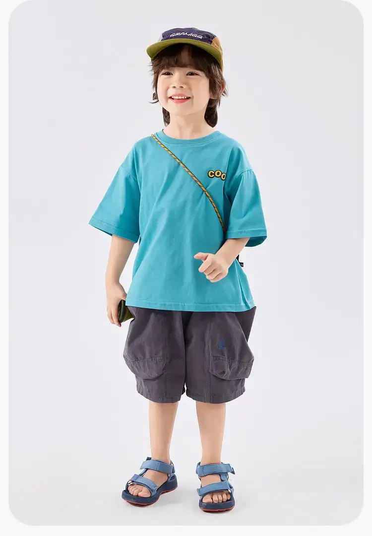 100% Cotton Baby T-Shirt Blue Summer Boys' Short Sleeve Top — feature 22