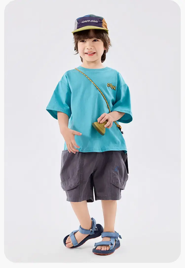 100% Cotton Baby T-Shirt Blue Summer Boys' Short Sleeve Top — feature 24