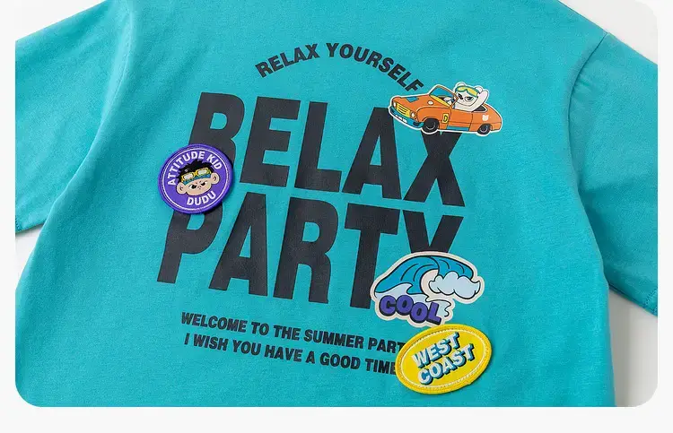 100% Cotton Baby T-Shirt Blue Summer Boys' Short Sleeve Top — feature 29