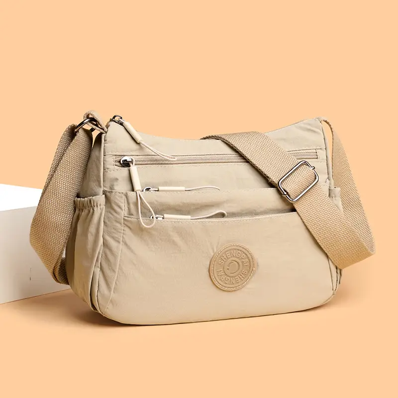 Gray Multi-Compartment Crossbody Bag for Women - Image 7